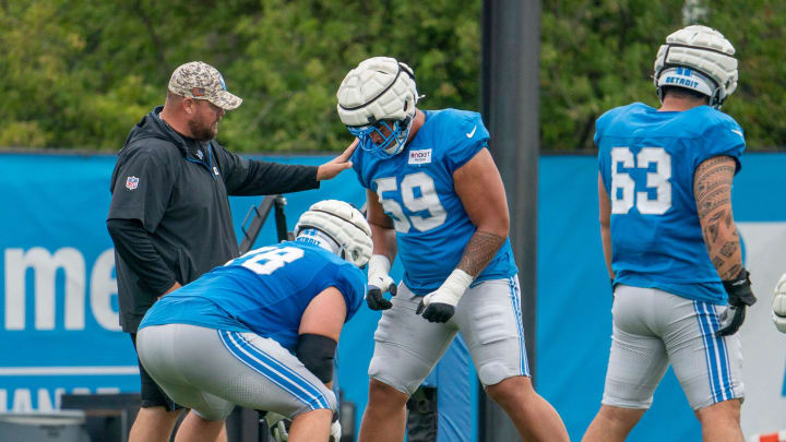 Detroit Lions offensive lineman Giovanni Manu.