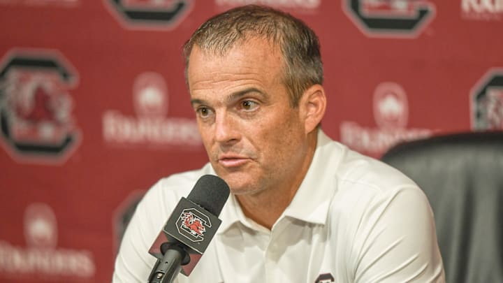 South Carolina Head Coach Shane Beamer after the game with LSU at Williams-Brice Stadium in Columbia, S.C. Saturday, September 14, 2024.