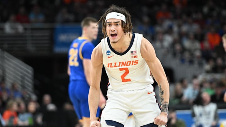 Mar 21, 2024; Omaha, NE, USA; Illinois Fighting Illini guard Dra Gibbs-Lawhorn (2) reacts in the first half against the Morehead State Eagles during the first round of the NCAA Tournament at CHI Health Center Omaha. Mandatory Credit: Steven Branscombe-Imagn Images Mar 21, 2024; Omaha, NE, USA; Illinois Fighting Illini guard Dra Gibbs-Lawhorn (2) reacts in the first half against the Morehead State Eagles during the first round of the NCAA Tournament at CHI Health Center Omaha. Mandatory Credit: Steven Branscombe-Imagn Images