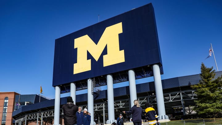 Only family and friends, besides media, were allowed to attend the Michigan Wolverines football game against rival Michigan State Spartans in Ann Arbor, Saturday,  Oct. 31, 2020.

Michigan Stadium entrance, M Go Blue logo, Go Blue, Block M logo