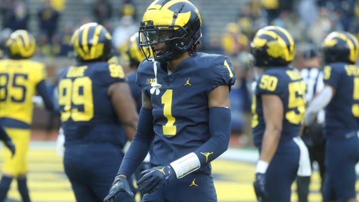 Michigan Wolverines defensive back Amorion Walker (1) on the field during the Michigan scrimmage on Saturday, April 1, 2023 at Michigan Stadium in Ann Arbor.

Umspring 040123 Kd3419