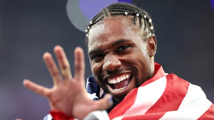 Noah Lyles after winning gold in the men's 100m