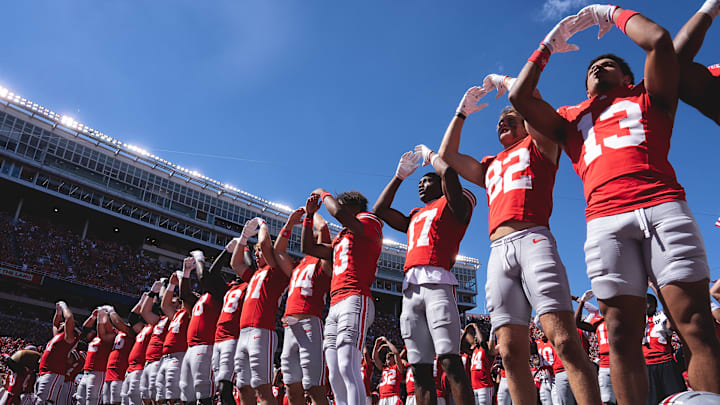 Ohio State players celebrate after beating Texas in Week 1.