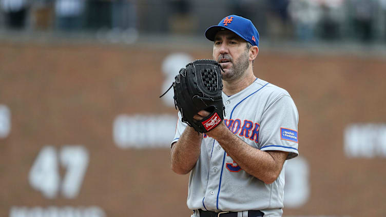 Mets pitcher Justin Verlander throws against Tigers during the first inning at Comerica Park on