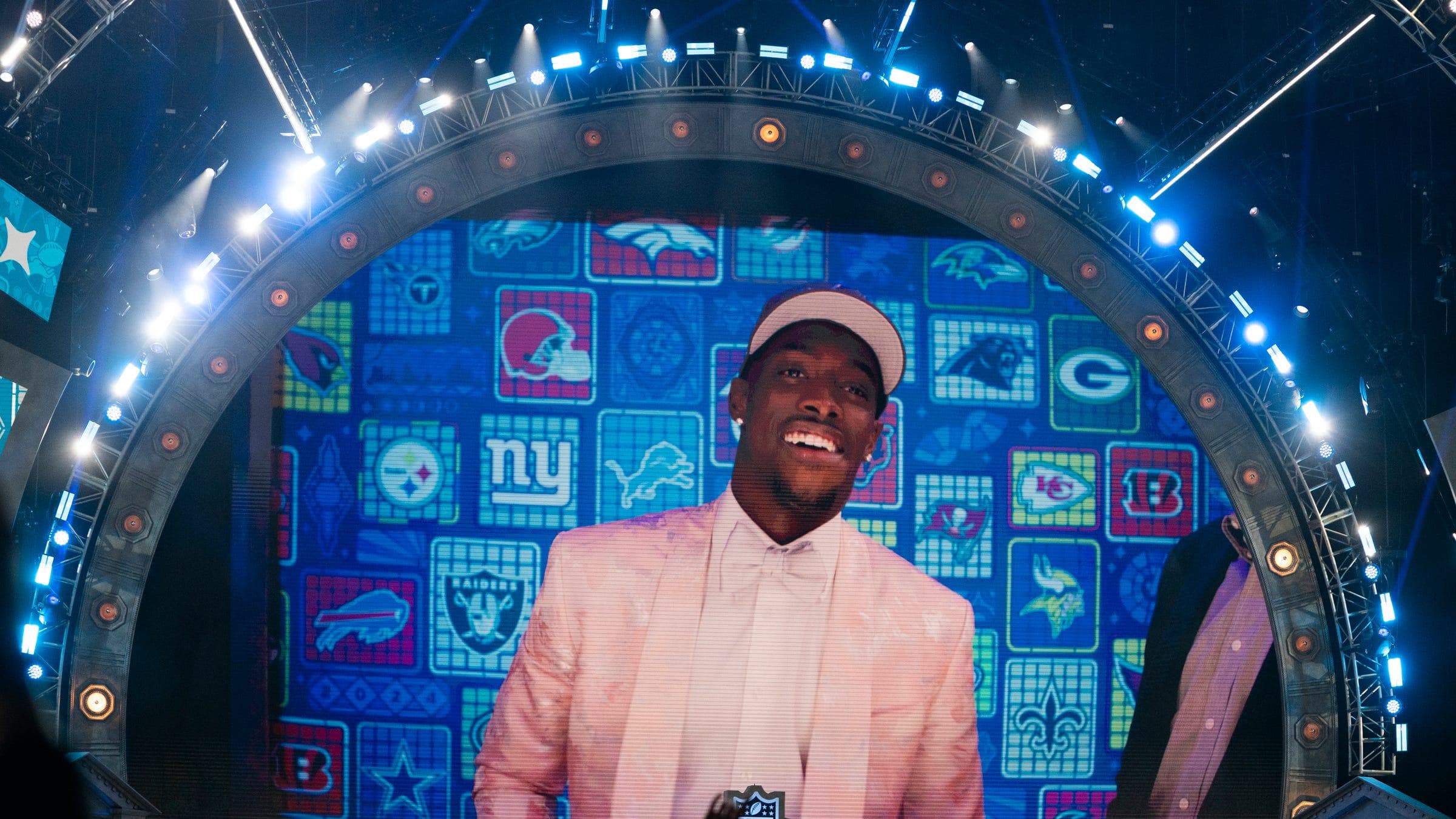 Terrion Arnold, from Alabama, was announced as the Lions 24th pick in the draft in the main theater.