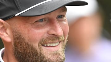 Connor Shaw gets ready to begin with pro Matt Atkins the 10th during the BMW Charity Pro-Am golf tournament at Thornblade Club in Greer, S.C. Thursday, June 5, 2025.