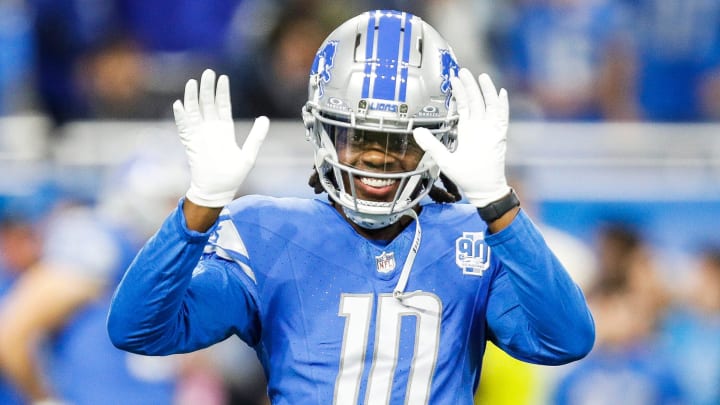 Detroit Lions quarterback Teddy Bridgewater waves to fans during warmups before the Denver Broncos game at Ford Field in Detroit on Saturday, Dec. 16, 2023.