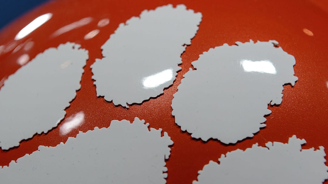 A Clemson helmet sits on the table during the Cotton Bowl head coaches press conference Friday, December 28, 2018.

Cotton Bowl Head Coaches Press Conference