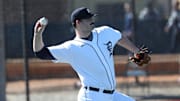 Detroit Tigers right-handed pitching prospect RJ Petit throws during minor-league minicamp Sunday, Feb. 20, 2022, at TigerTown in Lakeland, Florida.