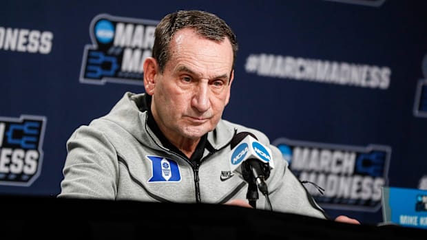 Mike Krzyzewski at the NCAA basketball tournamen
