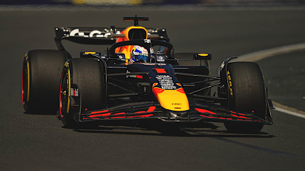 Red Bull's Max Verstappen drives on the Albert Park Grand Prix Circuit during the first practice of the Australian Grand Prix