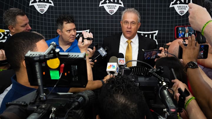 University of Central Florida Head Coach Gus Malzahn speaks with the press after his press conference on the second day of Big 12 Media Days in AT&T Stadium in Arlington, Texas, July 13, 2023.