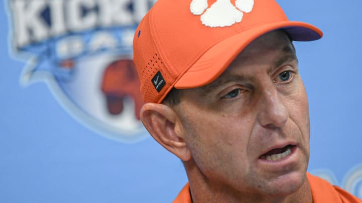 Clemson Tigers head coach Dabo Swinney talks with media after Saturday's loss to the Georgia Bulldogs.