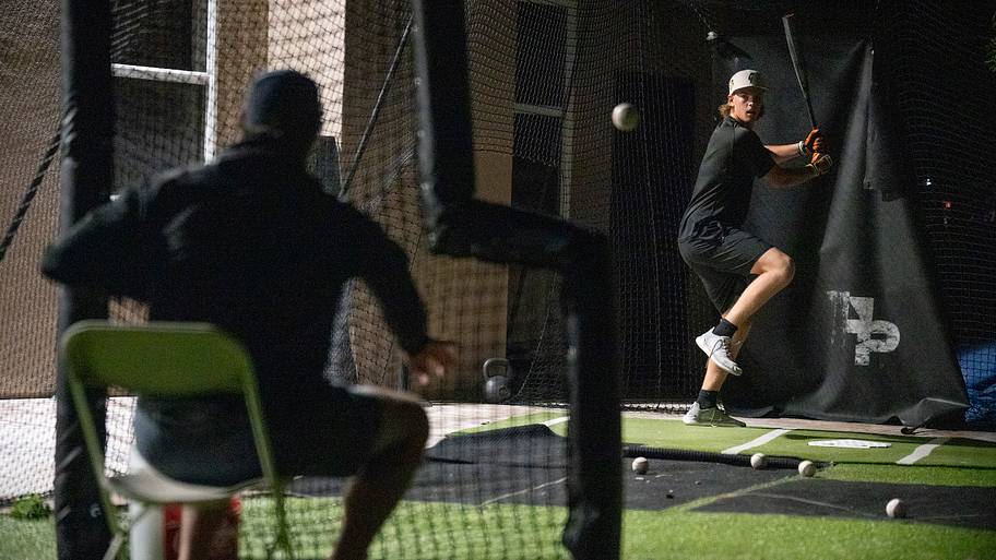 Striker Pence in the batting cage