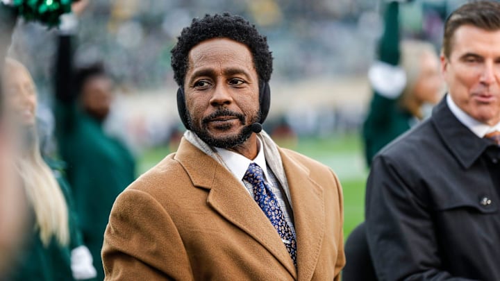 Desmond Howard of ESPN College GameDay before the Michigan and Michigan State game at Spartan Stadium in East Lansing on Saturday, Oct. 30, 2021.