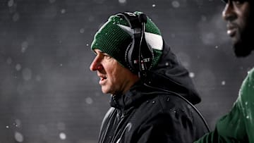 Michigan State's head coach Jonathan Smith looks on during the fourth quarter in the game against Rutgers on Saturday, Nov. 30, 2024, at Spartan Stadium in East Lansing.