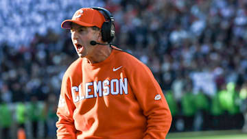 Nov 30, 2024; Clemson, South Carolina, USA; Clemson head coach Dabo Swinney during the fourth quarter at Memorial Stadium.