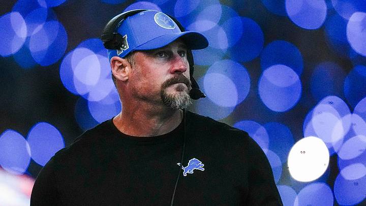 Detroit Lions head coach Dan Campbell looks on at a timeout against Chicago Bears during the second half at Ford Field in Detroit on Thursday, Nov. 28, 2024.