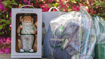 The famous Masters gnome (left) was among the pieces of merchandise that patrons of Augusta National Golf Club could purchase during the 2025 tournament.