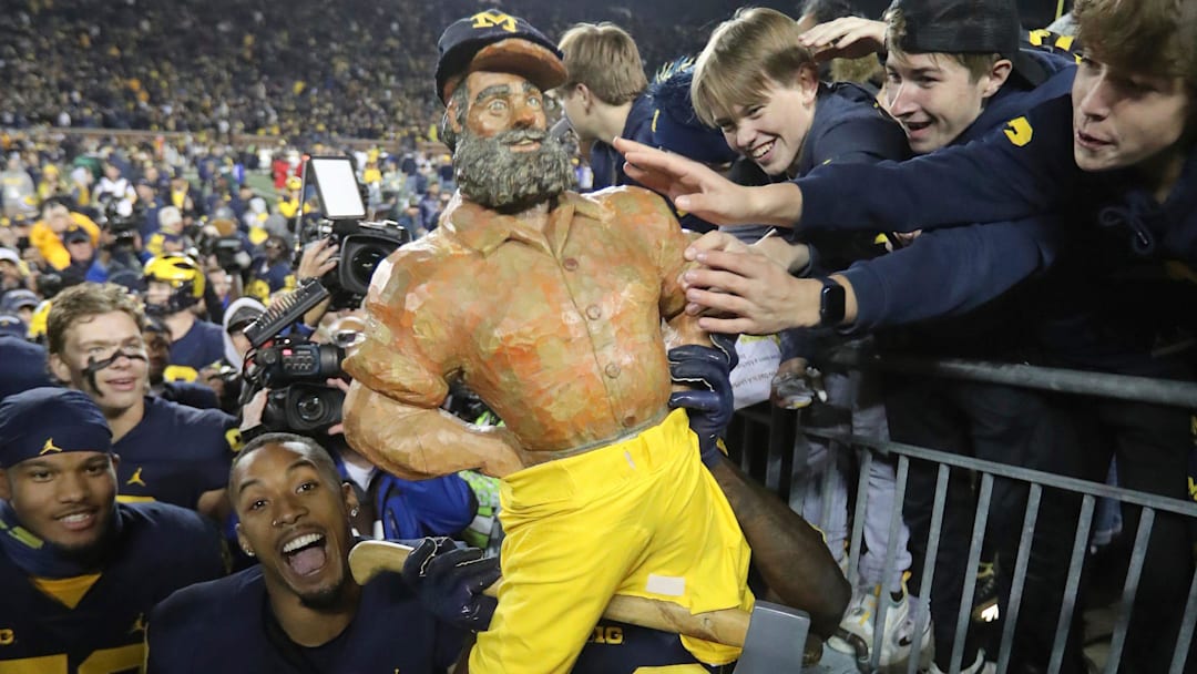 The Wolverines reclaimed the Paul Bunyan Trophy after their 29-7 win over the Michigan State on Saturday, Oct. 29, 2022, in Ann Arbor.

Msumich 102922 Kd 0017251