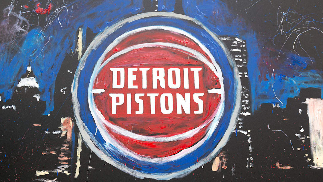 Speed finger painter, Jarred Emerson, unveils the new Detroit Pistons logo on Tuesday, May 16, 2017 at Campus Martius Park in Detroit.

Pistons Ec077