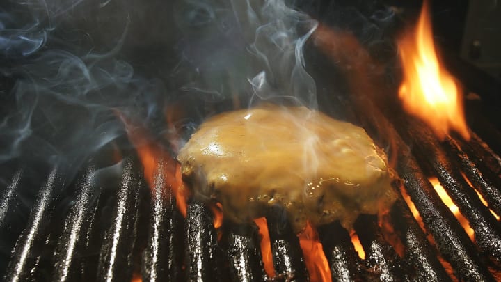 Cheeseburger on a grill