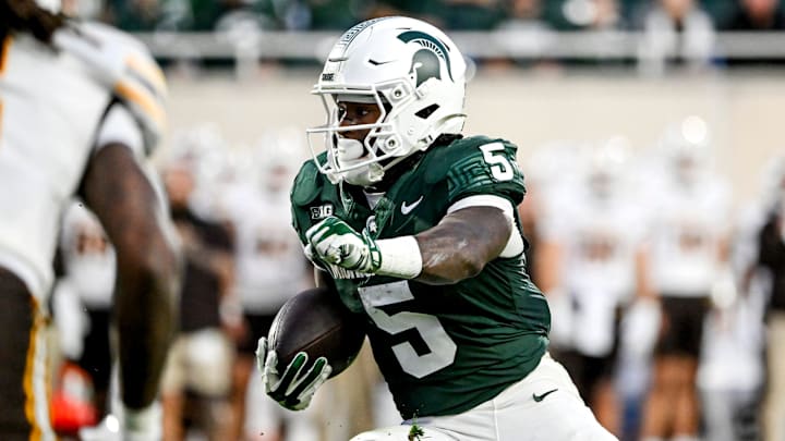 Michigan State's Makhi Frazier runs for a touchdown against Western Michigan during the second quarter on Friday, Aug. 29, 2025, in East Lansing.