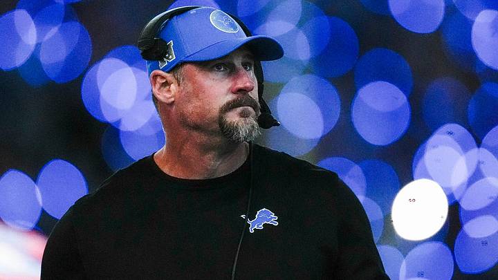 Detroit Lions head coach Dan Campbell looks on at a timeout against Chicago Bears during the second half at Ford Field in Detroit on Thursday, Nov. 28, 2024.