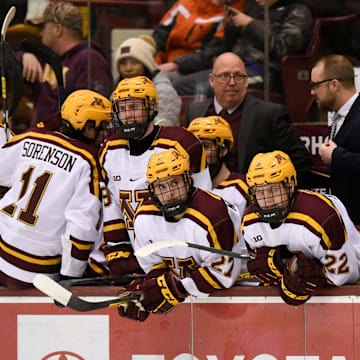 Former St. Cloud State coach Bob Motzko faces off with the Huskies for the first time as head coach of Minnesota Sunday, Dec. 29, 2019, at 3M Arena at Mariucci in Minneapolis. 