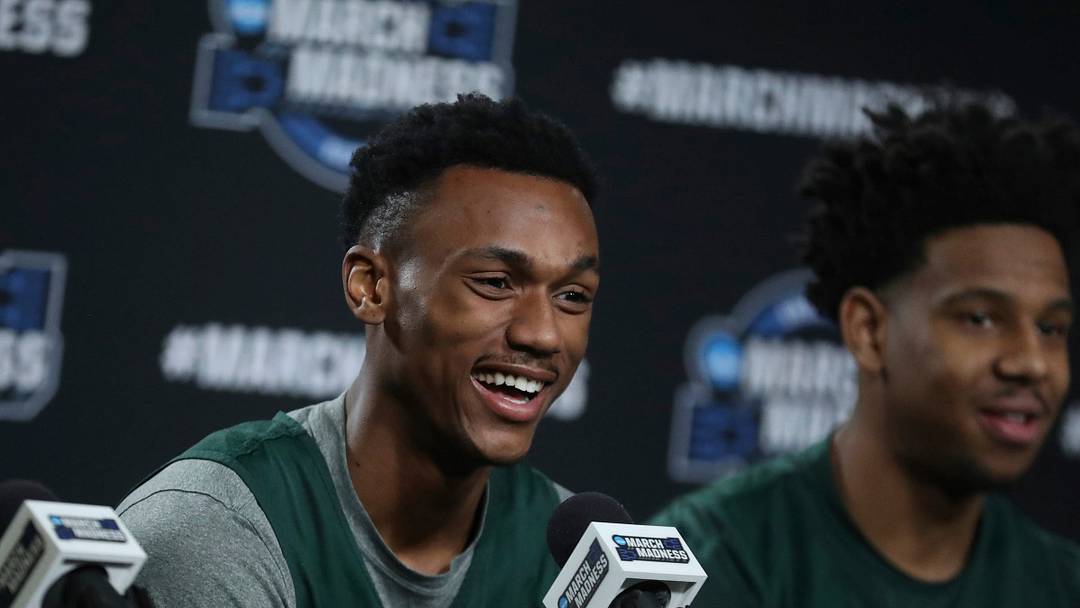 Michigan State guard Tyson Walker talks with reporters on Wednesday, March 22, 2023, in preparation of the East Regional semifinal against Kansas State in the NCAA tournament. Michigan State guard Tyson Walker talks with reporters on Wednesday, March 22, 2023, in preparation of the East Regional semifinal against Kansas State in the NCAA tournament.