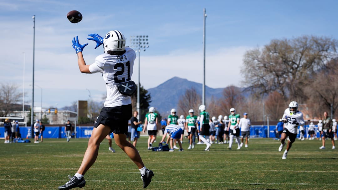 BYU freshman wide receiver Jaron Pula at 2026 Spring Camp