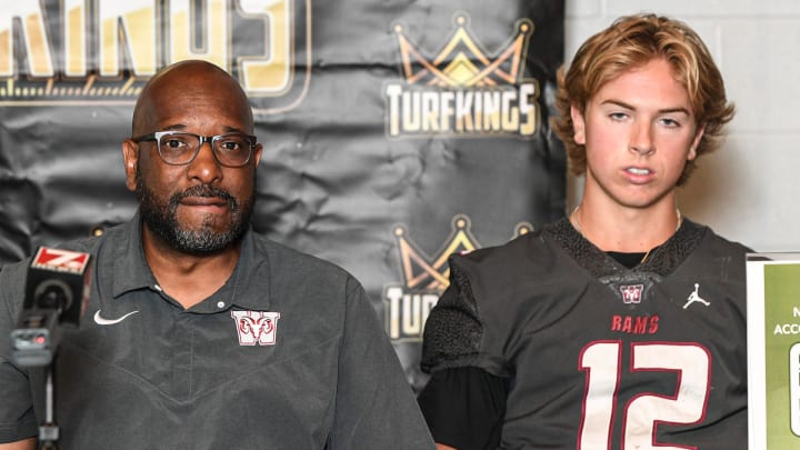 Westside High (SC) head coach Brian Lane and quarterback Cutter Woods spoke during a preseason media day. The reigning South Carolina Class 4A state champs open against Georgia Class 4A state runner-up Creekside High (GA) on Saturday night.