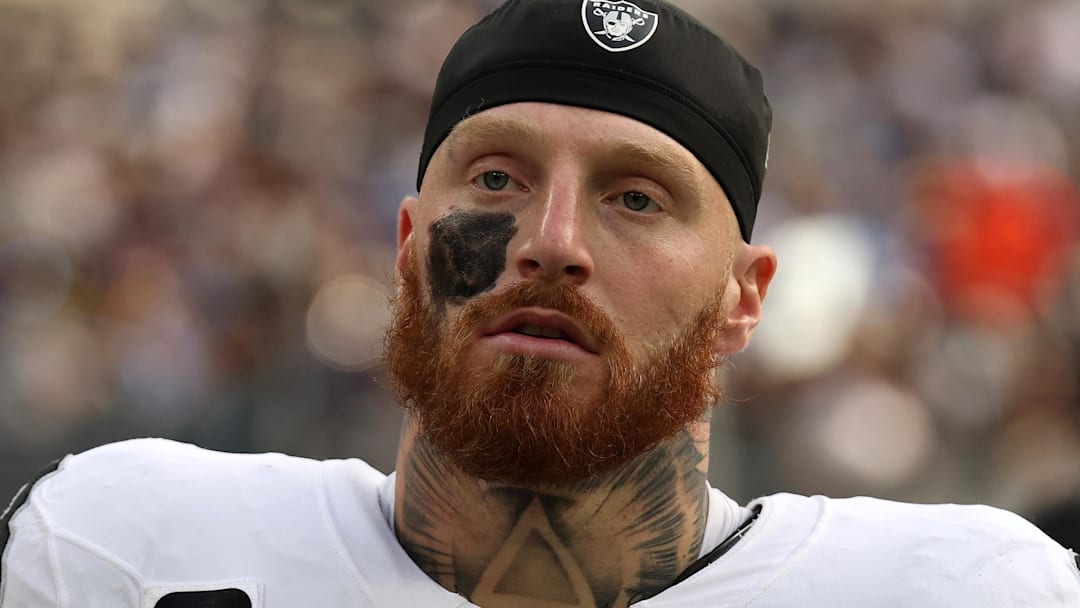Nov 30, 2025; Inglewood, California, USA; Las Vegas Raiders defensive end Maxx Crosby (98) during the first half at SoFi Stadium.