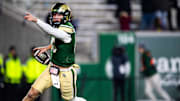 Colorado State's Brayden Fowler-Nicolosi runs into the endzone during a home game against Utah State on Friday, Nov. 29, 2024 in Fort Collns, Colo.