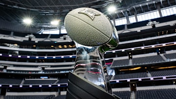 The Big 12 Championship Trophy on display during Big 12 Media Days.