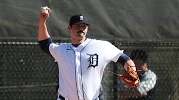 Detroit Tigers right handed pitching prospect RJ Petit throws during minor-league minicamp Sunday, Feb. 20, 2022, at TigerTown in Lakeland, Florida.

Tigers4