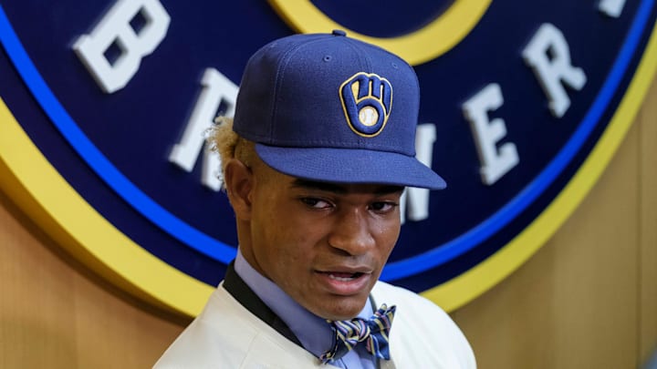 Braylon Payne speaks to press at American Family Field in Milwaukee on Tuesday, July 23, 2024.