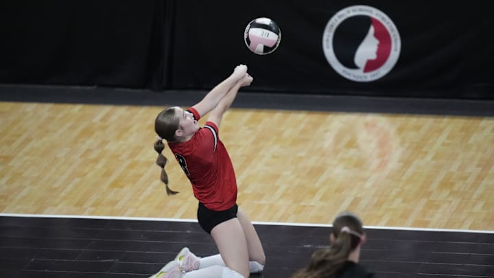 Davenport Assumption to the semifinals of the Class 3A Iowa girls high school state volleyball tournament on Tuesday.