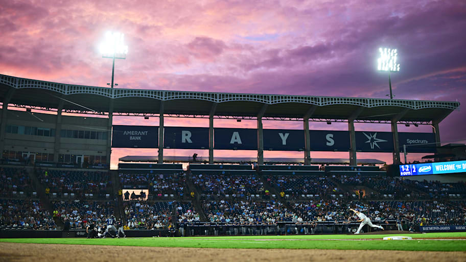 A wide view of the Rays playing at George M. Steinbrenner Field while using it as a temporary home