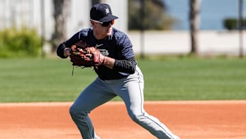 Tigers prospect Kevin McGonigle during spring training at TigerTown in Lakeland, Florida, on Thursday, Feb. 22, 2024.