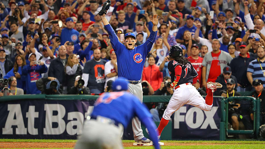 Cubs first baseman Anthony Rizzo celebrates the final out of the 2016 World Series