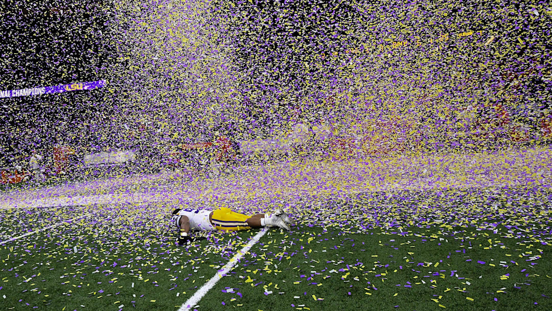An LSU player lays in conffetti after the Tigers beat Clemson in the National Championship game at the Mercedes Benz Superdome in New Orleans Monday, January 13, 2020.

Clemson Lsu Football Cfp National Championship New Orleans
