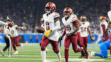 Washington Commanders cornerback Mike Sainristil after an interception against Detroit Lions during the NFC divisional round