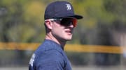 Tigers prospect Kevin McGonigle during spring training at TigerTown in Lakeland, Florida, on Thursday, Feb. 22, 2024.