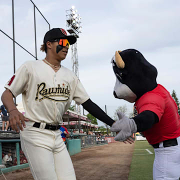 Visalia Rawhide's Druw Jones leaves the dugout before their home opener Tuesday, April 11, 2023 against the Rancho Cucamonga Quakes.

0411 Bb Rc Rawhide 6785t