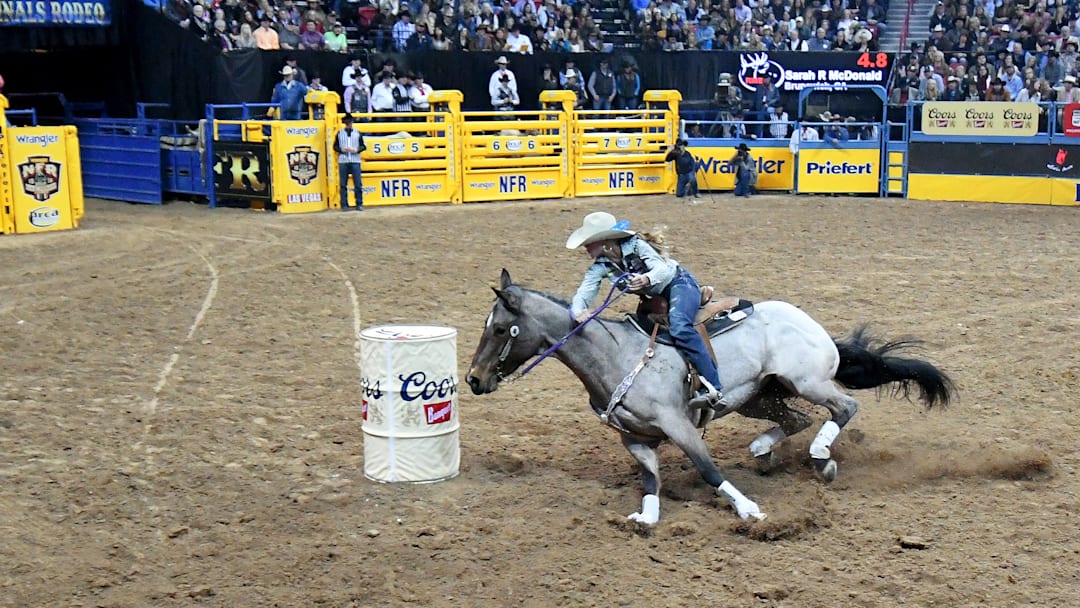 Sarah Rose McDonald aboard her great horse Fame Fling N Bling