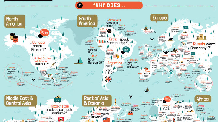 Map of The Most Popular Countries in the World