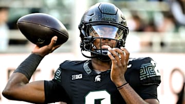 Michigan State's Aidan Chiles throws a pass before the game against Indiana on Saturday, Nov. 2, 2024, at Spartan Stadium in East Lansing.