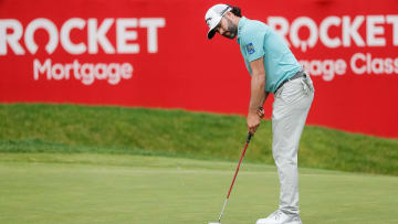 Adam Hadwin putts during the 2023 Rocket Mortgage Classic at Detroit Golf Club.