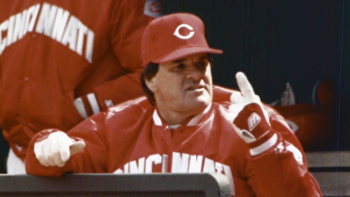 APRIL 9, 1989: Pete Rose during the Reds vs. Giants game.